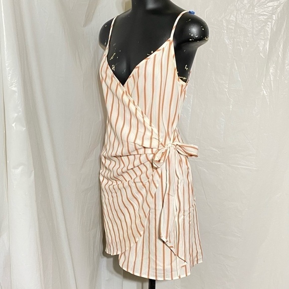 Sage the Label Coral Orange Stripe Wrap Dress - Picture 5 of 7